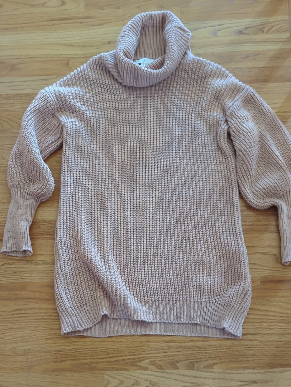 APRICOT Blush Ribbed Turtleneck Sweaterdress
